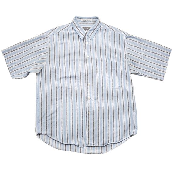 Vintage Levis Silver Label Big E Shirt Mens Large Striped Short Sleeve - Picture 2 of 7